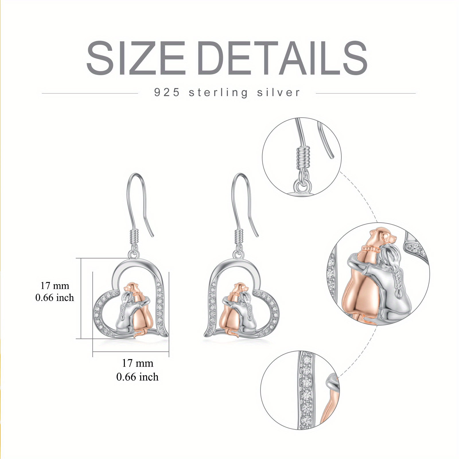 Cute Dog Dangle Earrings, 925 Sterling Silver